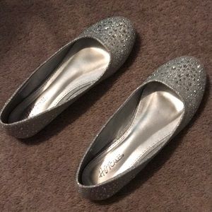 Silver sparkly flats